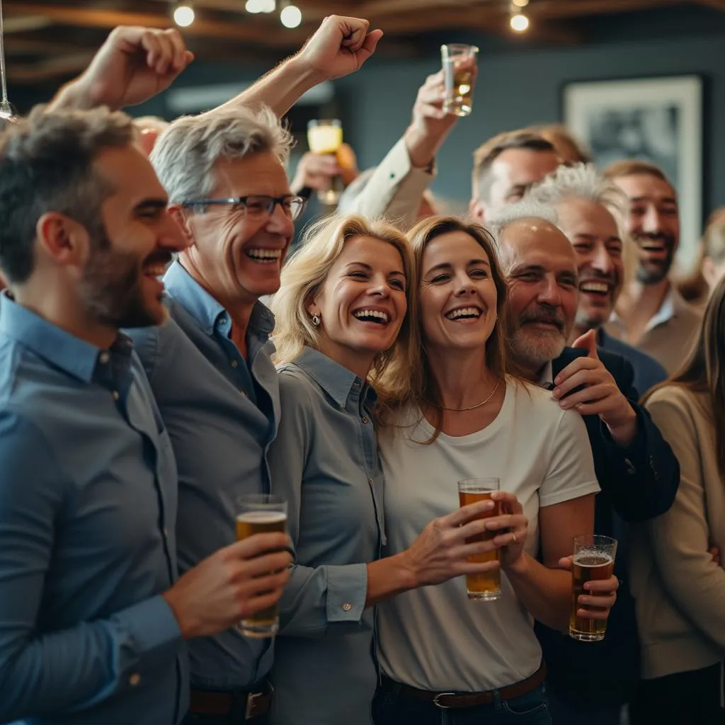 Célébration d'équipe après un programme réussi
